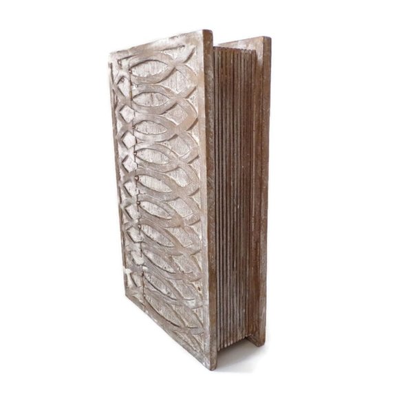 Carved Wooden Bible Box Holder Keepsake Box Hinged Lid   3108 - Picture 2 of 10